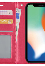 Nomfy Hoesje Geschikt voor iPhone X Hoesje 2-in-1 Bookcase Hoes Case Uitneembaar - Hoes Geschikt voor iPhone X Hoes Cover - Donkerroze