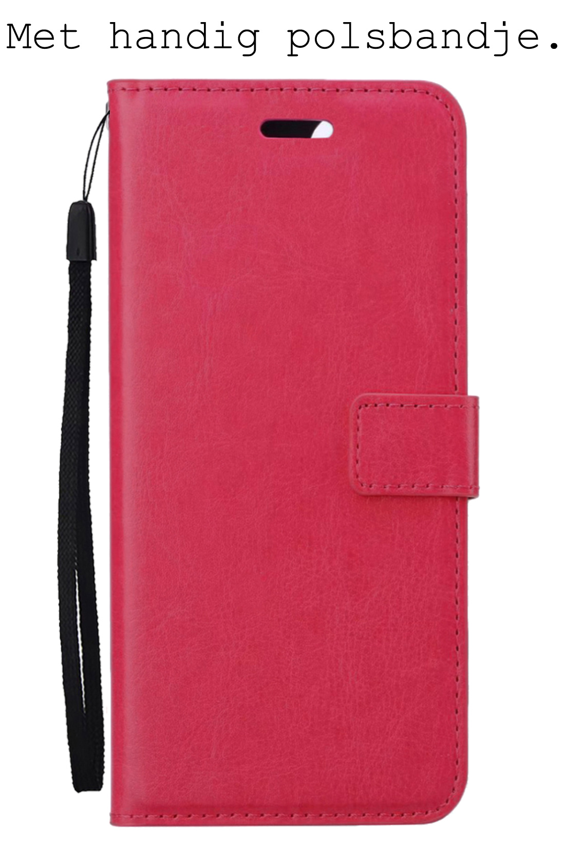 BASEY. Hoes Geschikt voor iPhone Xs Hoesje Bookcase Hoes 2-in-1 Cover - Hoesje Geschikt voor iPhone Xs Hoes 2-in-1 Hoesje Case - Donkerroze