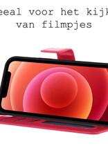 BASEY. Hoes Geschikt voor iPhone Xs Hoesje Bookcase Hoes 2-in-1 Cover - Hoesje Geschikt voor iPhone Xs Hoes 2-in-1 Hoesje Case - Donkerroze