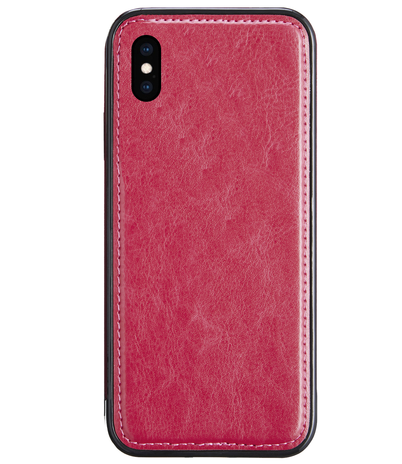 BASEY. Hoes Geschikt voor iPhone Xs Hoesje Bookcase Hoes 2-in-1 Cover - Hoesje Geschikt voor iPhone Xs Hoes 2-in-1 Hoesje Case - Donkerroze