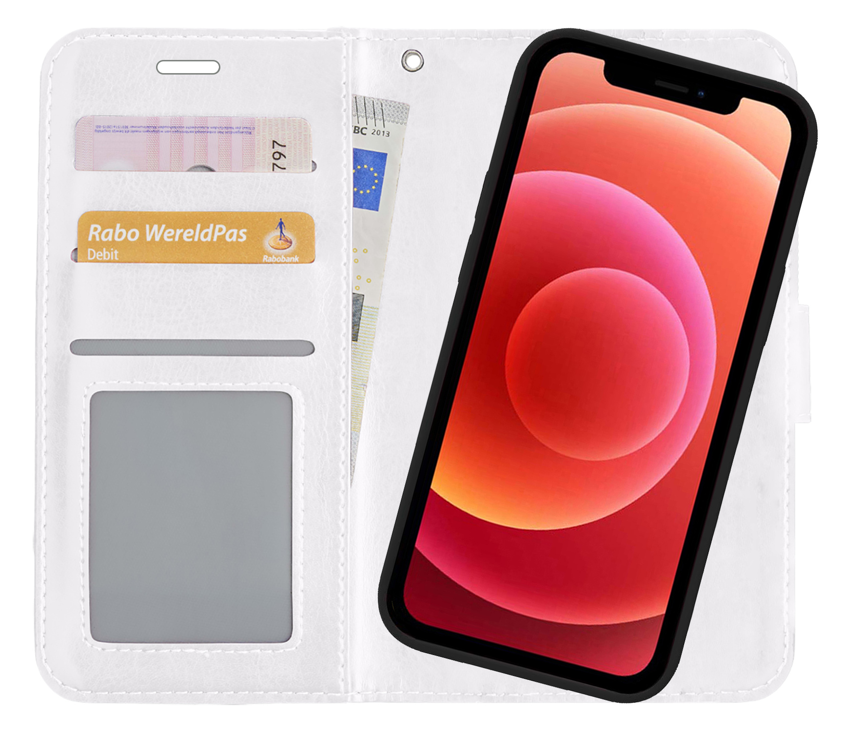 BASEY. Hoes Geschikt voor iPhone Xs Hoesje Bookcase Hoes 2-in-1 Cover - Hoesje Geschikt voor iPhone Xs Hoes 2-in-1 Hoesje Case - Wit