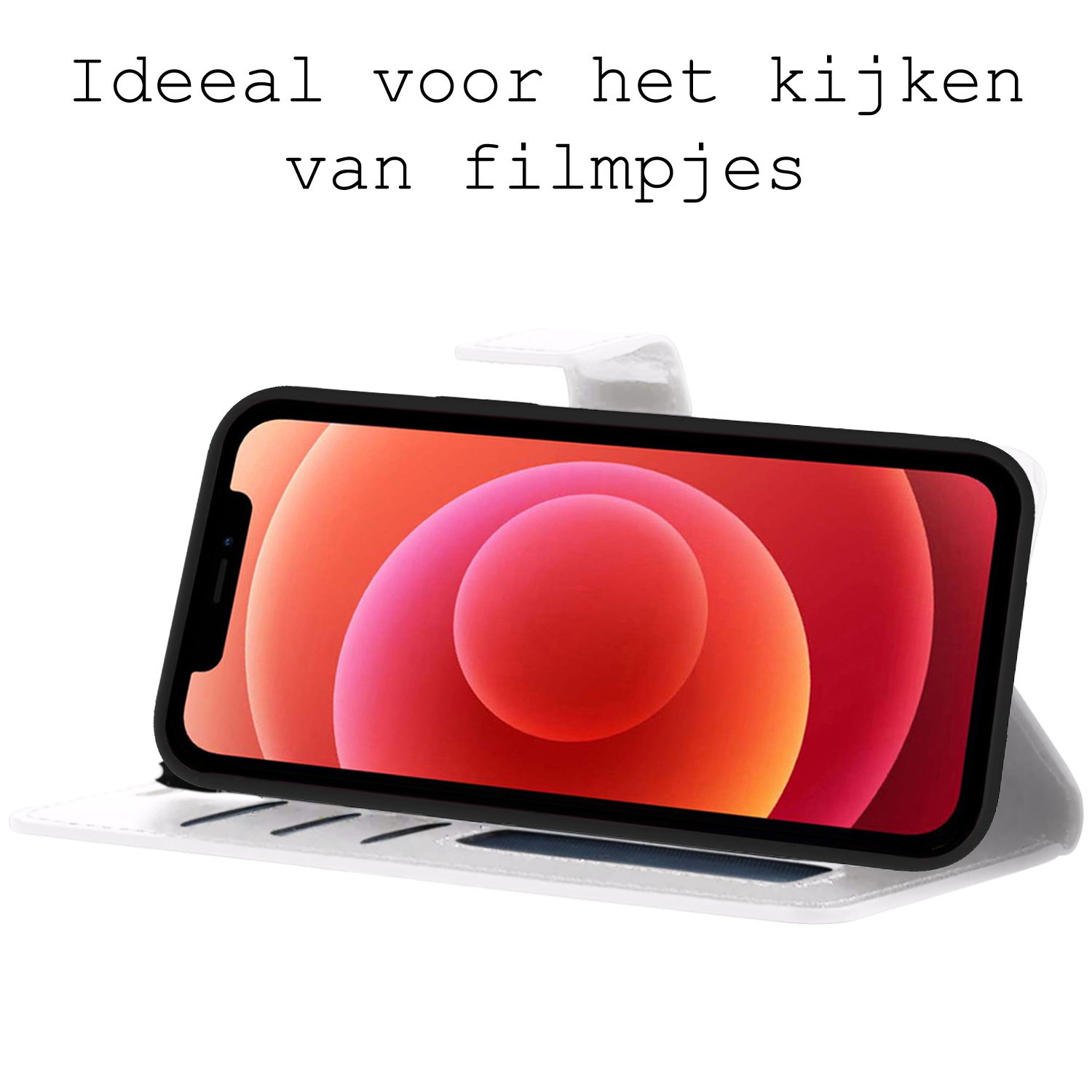 BASEY. Hoes Geschikt voor iPhone Xs Hoesje Bookcase Hoes 2-in-1 Cover - Hoesje Geschikt voor iPhone Xs Hoes 2-in-1 Hoesje Case - Wit