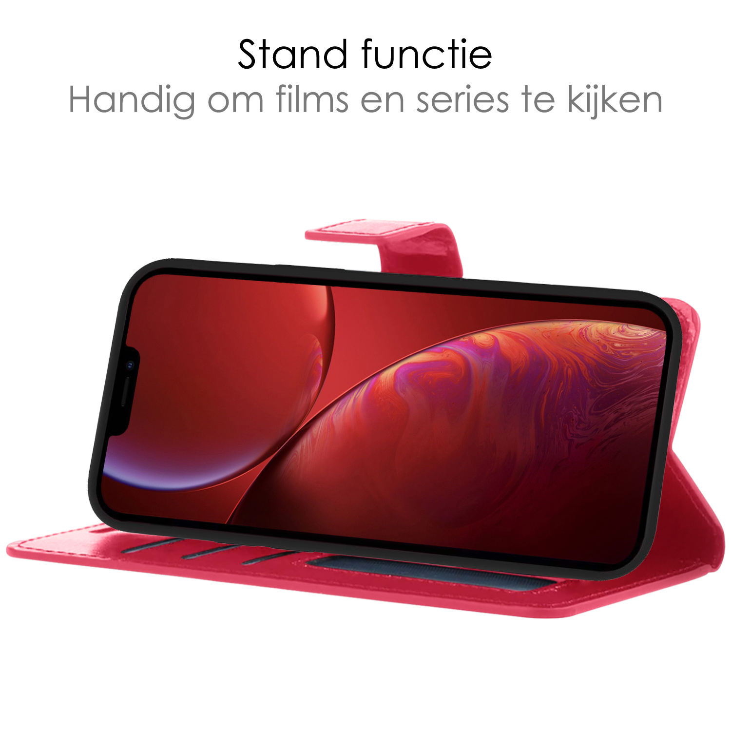NoXx Hoes Geschikt voor iPhone 13 Pro Hoesje Bookcase Hoes 2-in-1 Uitneembaar Cover Hard Case - Donkerroze