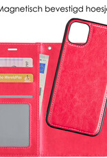 NoXx Hoes Geschikt voor iPhone 13 Pro Hoesje Bookcase Hoes 2-in-1 Uitneembaar Cover Hard Case - Donkerroze