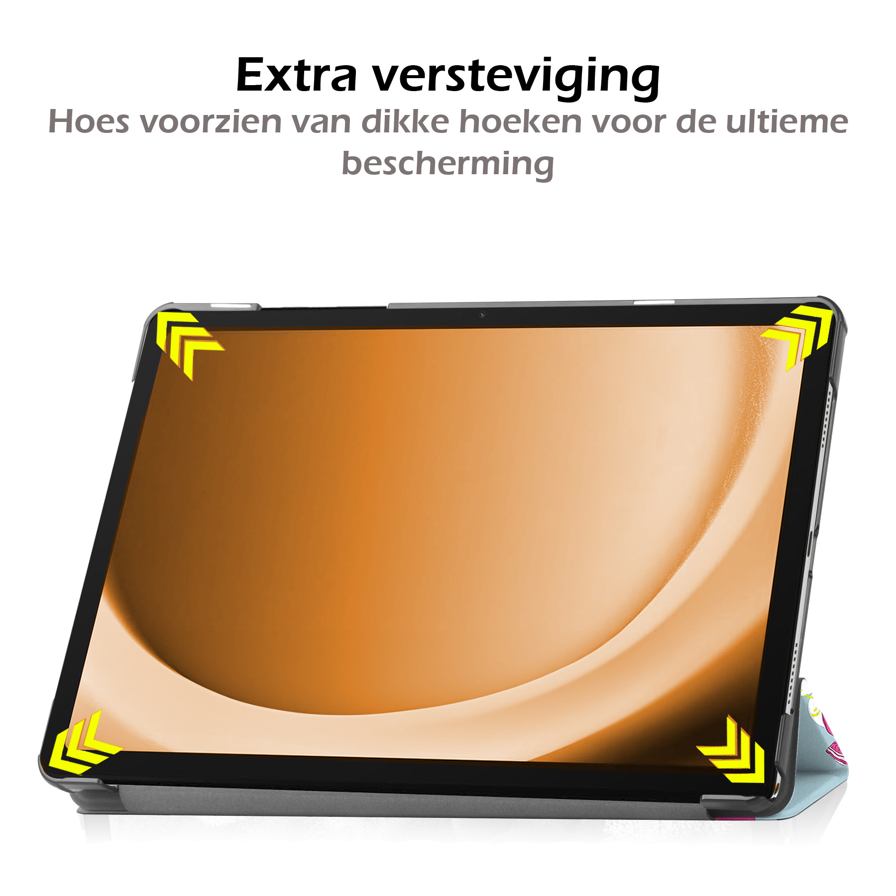 Nomfy Hoes Geschikt voor Samsung Galaxy Tab A9 Plus Hoes Tri-fold Tablet Hoesje Case - Hoesje Geschikt voor Samsung Tab A9 Plus Hoesje Hardcover Bookcase - Eenhoorn