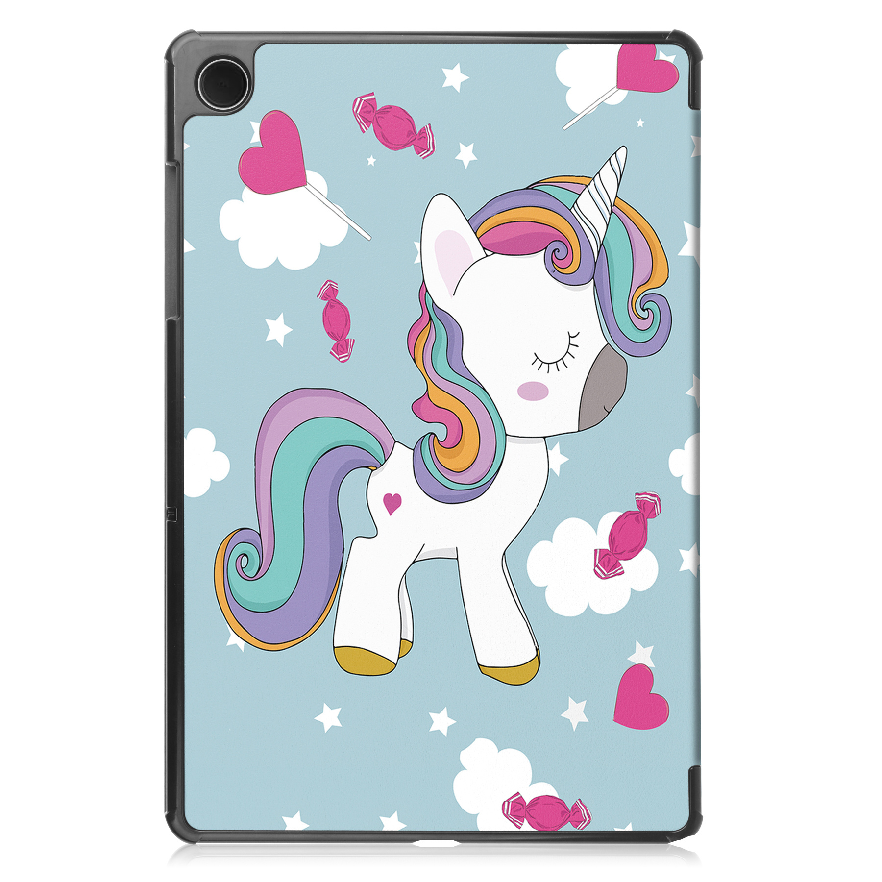 Nomfy Hoes Geschikt voor Samsung Galaxy Tab A9 Plus Hoes Tri-fold Tablet Hoesje Case - Hoesje Geschikt voor Samsung Tab A9 Plus Hoesje Hardcover Bookcase - Eenhoorn