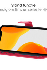 NoXx Hoes Geschikt voor iPhone Xs Hoesje Bookcase Hoes 2-in-1 Uitneembaar Cover Hard Case - Donkerroze