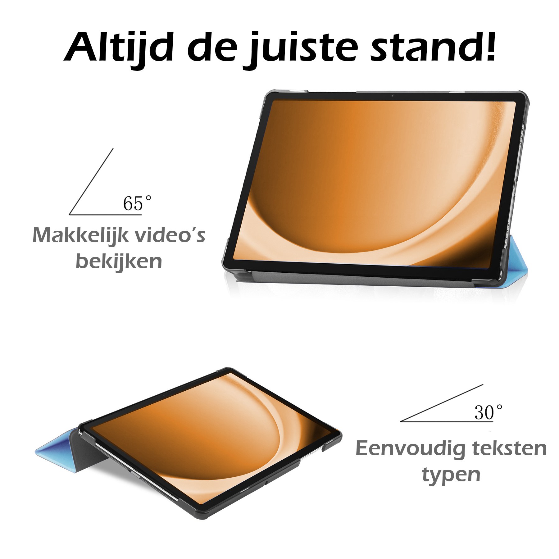 Nomfy Hoes Geschikt voor Samsung Galaxy Tab A9 Plus Hoes Tri-fold Tablet Hoesje Case - Hoesje Geschikt voor Samsung Tab A9 Plus Hoesje Hardcover Bookcase - Lichtblauw