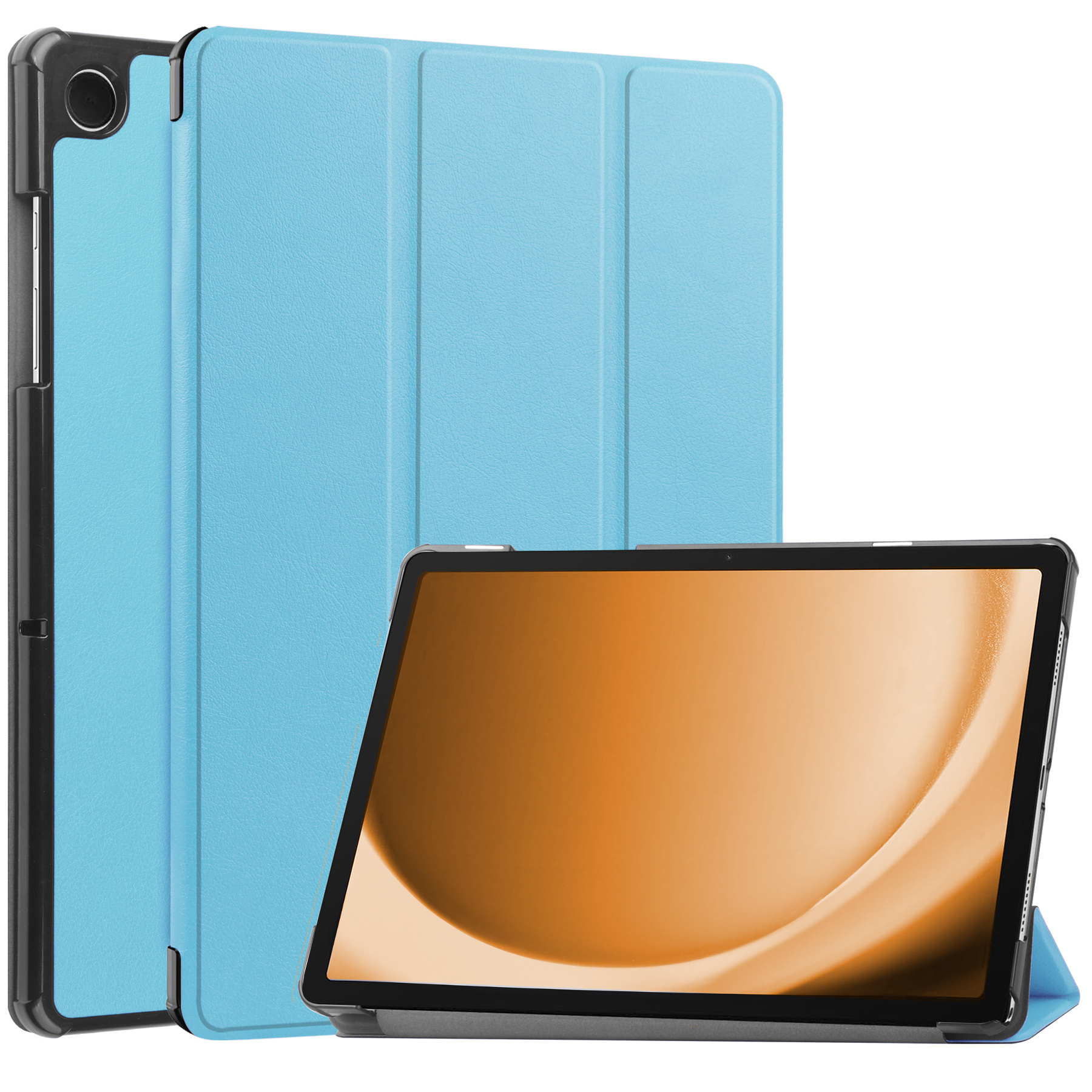 Nomfy Hoes Geschikt voor Samsung Galaxy Tab A9 Plus Hoes Tri-fold Tablet Hoesje Case - Hoesje Geschikt voor Samsung Tab A9 Plus Hoesje Hardcover Bookcase - Lichtblauw