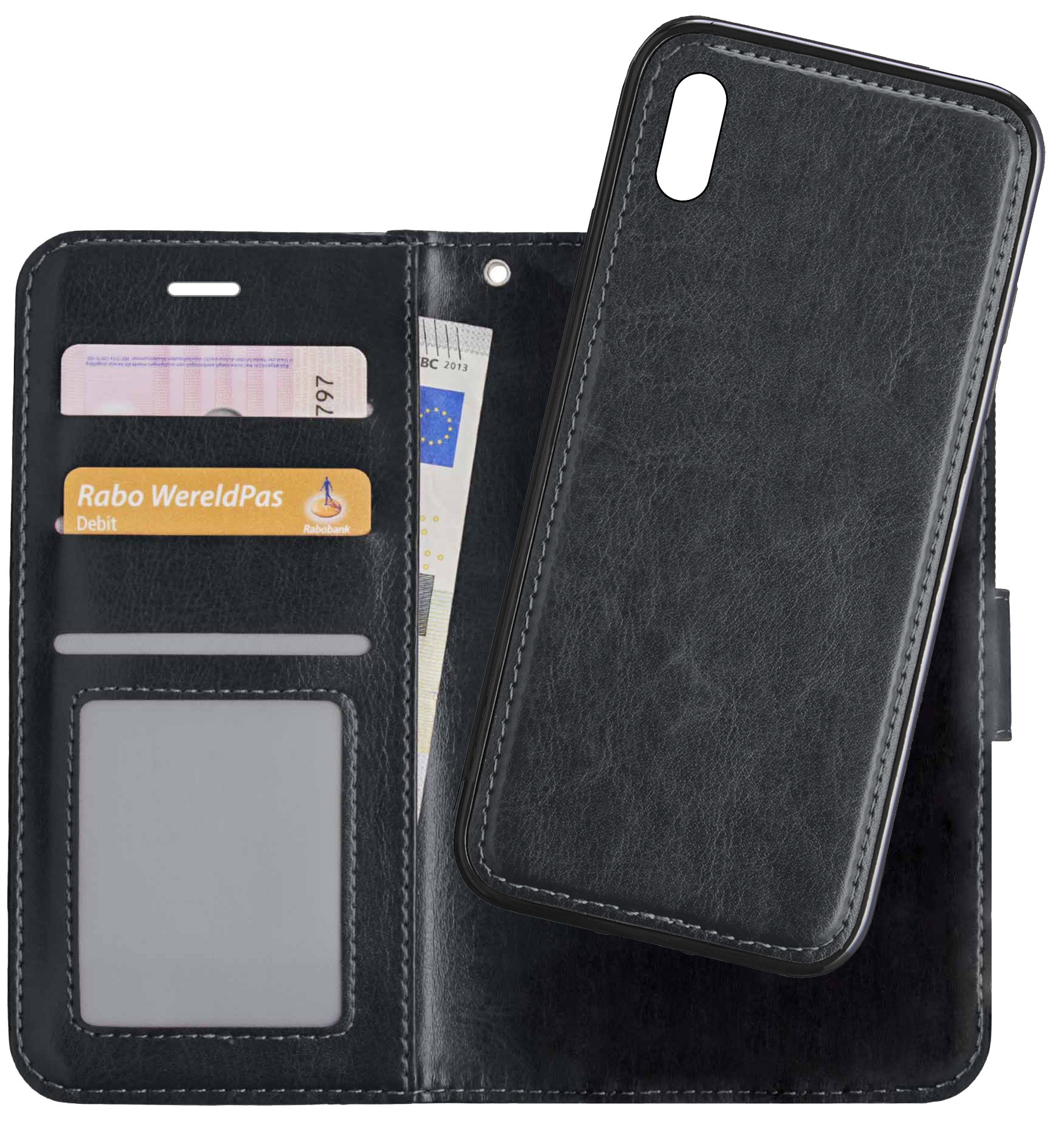 NoXx Hoes Geschikt voor iPhone Xs Hoesje Bookcase Hoes 2-in-1 Uitneembaar Cover Hard Case - Zwart