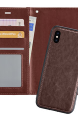 Nomfy Hoesje Geschikt voor iPhone Xs Hoesje 2-in-1 Bookcase Hoes Case Uitneembaar - Hoes Geschikt voor iPhone Xs Hoes Cover - Bruin