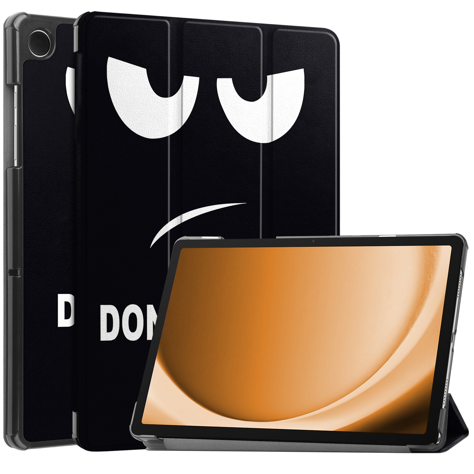 Nomfy Hoes Geschikt voor Samsung Galaxy Tab A9 Plus Hoes Tri-fold Tablet Hoesje Case - Hoesje Geschikt voor Samsung Tab A9 Plus Hoesje Hardcover Bookcase - Don't Touch Me