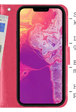 BASEY. Hoes Geschikt voor iPhone 13 Pro Hoesje Bookcase Hoes 2-in-1 Cover - Hoesje Geschikt voor iPhone 13 Pro Hoes 2-in-1 Hoesje Case - Donkerroze
