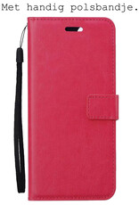 BASEY. Hoes Geschikt voor iPhone 13 Pro Hoesje Bookcase Hoes 2-in-1 Cover - Hoesje Geschikt voor iPhone 13 Pro Hoes 2-in-1 Hoesje Case - Donkerroze