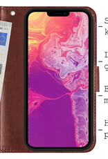 BASEY. Hoes Geschikt voor iPhone 13 Pro Hoesje Bookcase Hoes 2-in-1 Cover - Hoesje Geschikt voor iPhone 13 Pro Hoes 2-in-1 Hoesje Case - Bruin