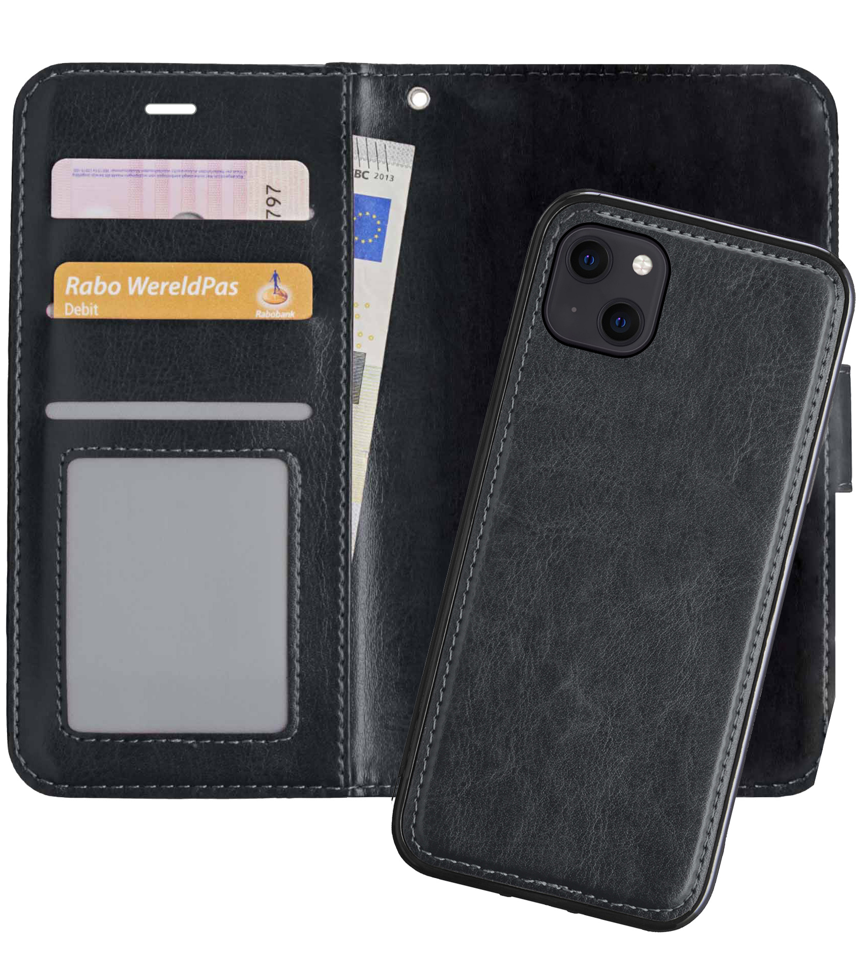 Nomfy Hoesje Geschikt voor iPhone 13 Hoesje 2-in-1 Bookcase Hoes Case Uitneembaar - Hoes Geschikt voor iPhone 13 Hoes Cover - Zwart