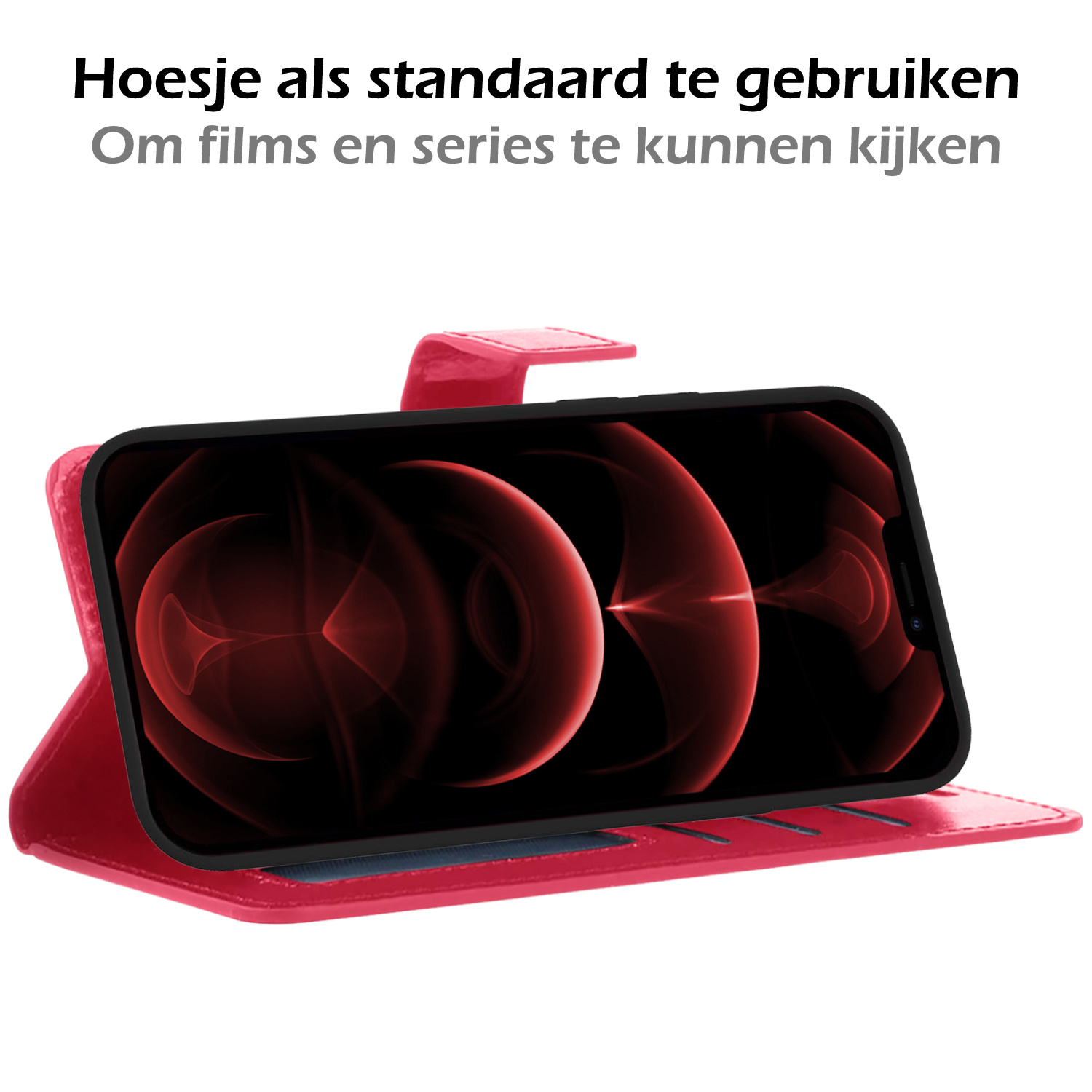 Nomfy Hoesje Geschikt voor iPhone 13 Hoesje 2-in-1 Bookcase Hoes Case Uitneembaar - Hoes Geschikt voor iPhone 13 Hoes Cover - Donkerroze