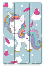 BASEY. Hoesje Geschikt voor Samsung Galaxy Tab A9 Hoes Case Tablet Hoesje Tri-fold Met Screenprotector - Hoes Geschikt voor Samsung Tab A9 Hoesje Hard Cover Bookcase Hoes - Eenhoorn