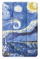 BASEY. Hoesje Geschikt voor Samsung Galaxy Tab A9 Hoes Case Tablet Hoesje Tri-fold Met Screenprotector - Hoes Geschikt voor Samsung Tab A9 Hoesje Hard Cover Bookcase Hoes - Sterrenhemel