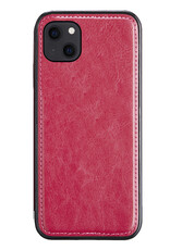 BASEY. Hoes Geschikt voor iPhone 13 Hoesje Bookcase Hoes 2-in-1 Cover - Hoesje Geschikt voor iPhone 13 Hoes 2-in-1 Hoesje Case - Donkerroze