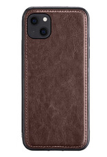 BASEY. Hoes Geschikt voor iPhone 13 Hoesje Bookcase Hoes 2-in-1 Cover - Hoesje Geschikt voor iPhone 13 Hoes 2-in-1 Hoesje Case - Bruin