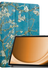 Nomfy Hoes Geschikt voor Samsung Galaxy Tab A9 Hoes Tri-fold Tablet Hoesje Case Met Screenprotector - Hoesje Geschikt voor Samsung Tab A9 Hoesje Hardcover Bookcase - Bloesem