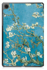 Nomfy Hoes Geschikt voor Samsung Galaxy Tab A9 Hoes Tri-fold Tablet Hoesje Case Met Screenprotector - Hoesje Geschikt voor Samsung Tab A9 Hoesje Hardcover Bookcase - Bloesem