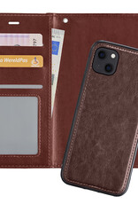 Nomfy Hoesje Geschikt voor iPhone 13 Mini Hoesje 2-in-1 Bookcase Hoes Case Uitneembaar - Hoes Geschikt voor iPhone 13 Mini Hoes Cover - Bruin