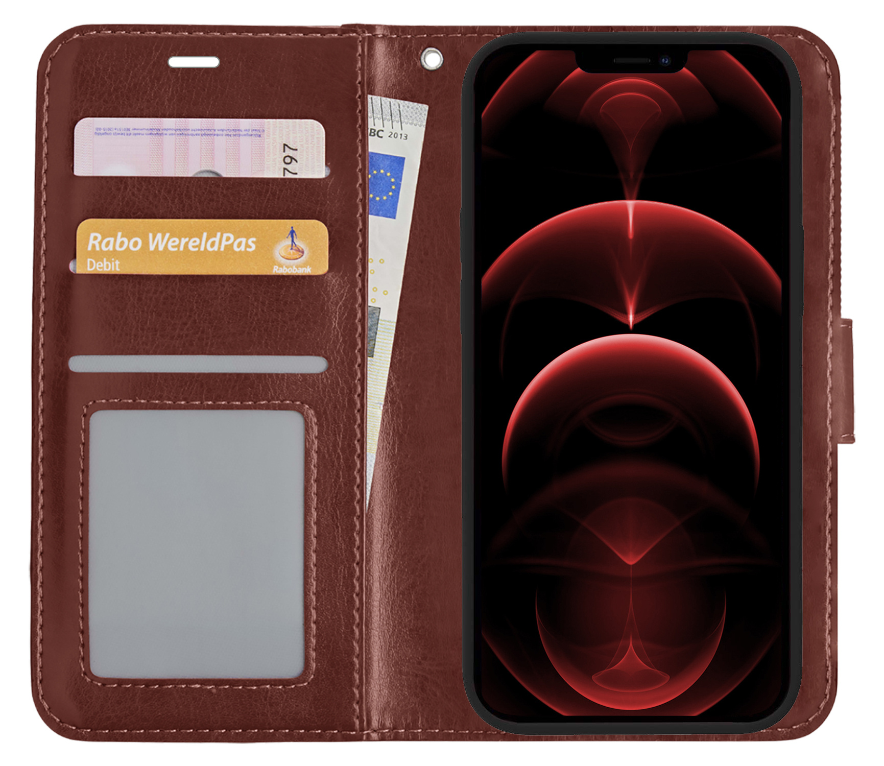 Nomfy Hoesje Geschikt voor iPhone 13 Mini Hoesje 2-in-1 Bookcase Hoes Case Uitneembaar - Hoes Geschikt voor iPhone 13 Mini Hoes Cover - Bruin