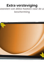 Nomfy Hoes Geschikt voor Samsung Galaxy Tab A9 Hoes Tri-fold Tablet Hoesje Case Met Screenprotector - Hoesje Geschikt voor Samsung Tab A9 Hoesje Hardcover Bookcase - Donkerblauw