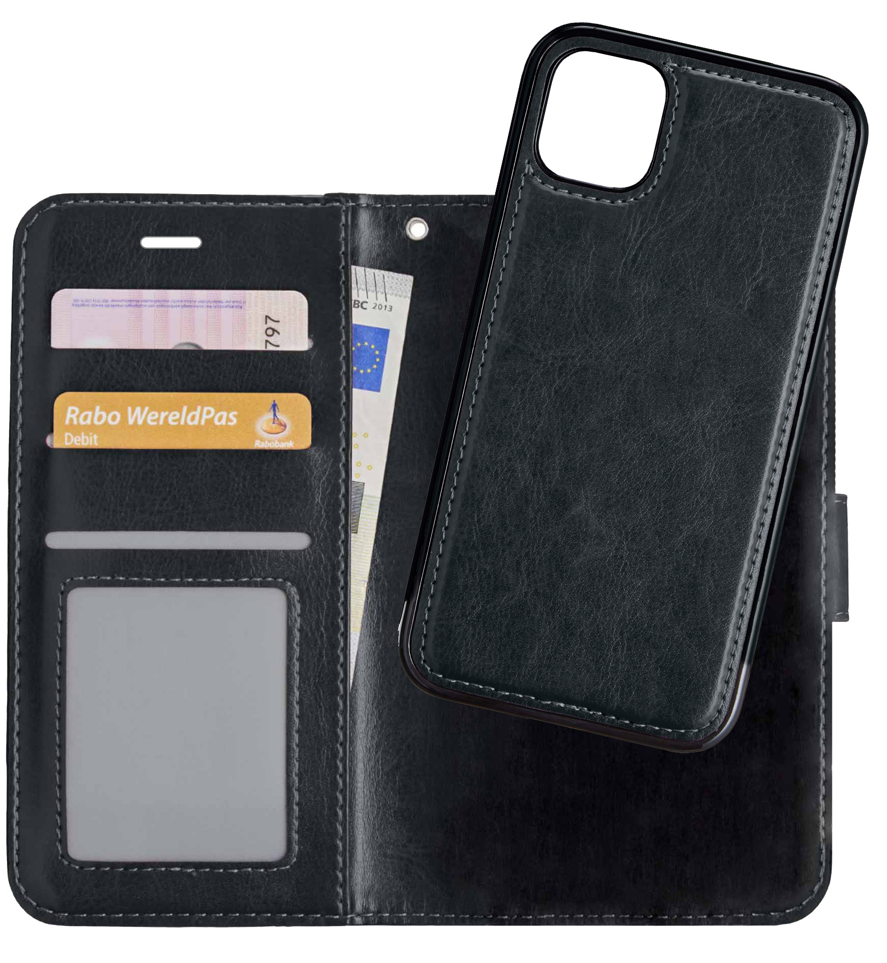 NoXx Hoes Geschikt voor iPhone 13 Mini Hoesje Bookcase Hoes 2-in-1 Uitneembaar Cover Hard Case - Zwart