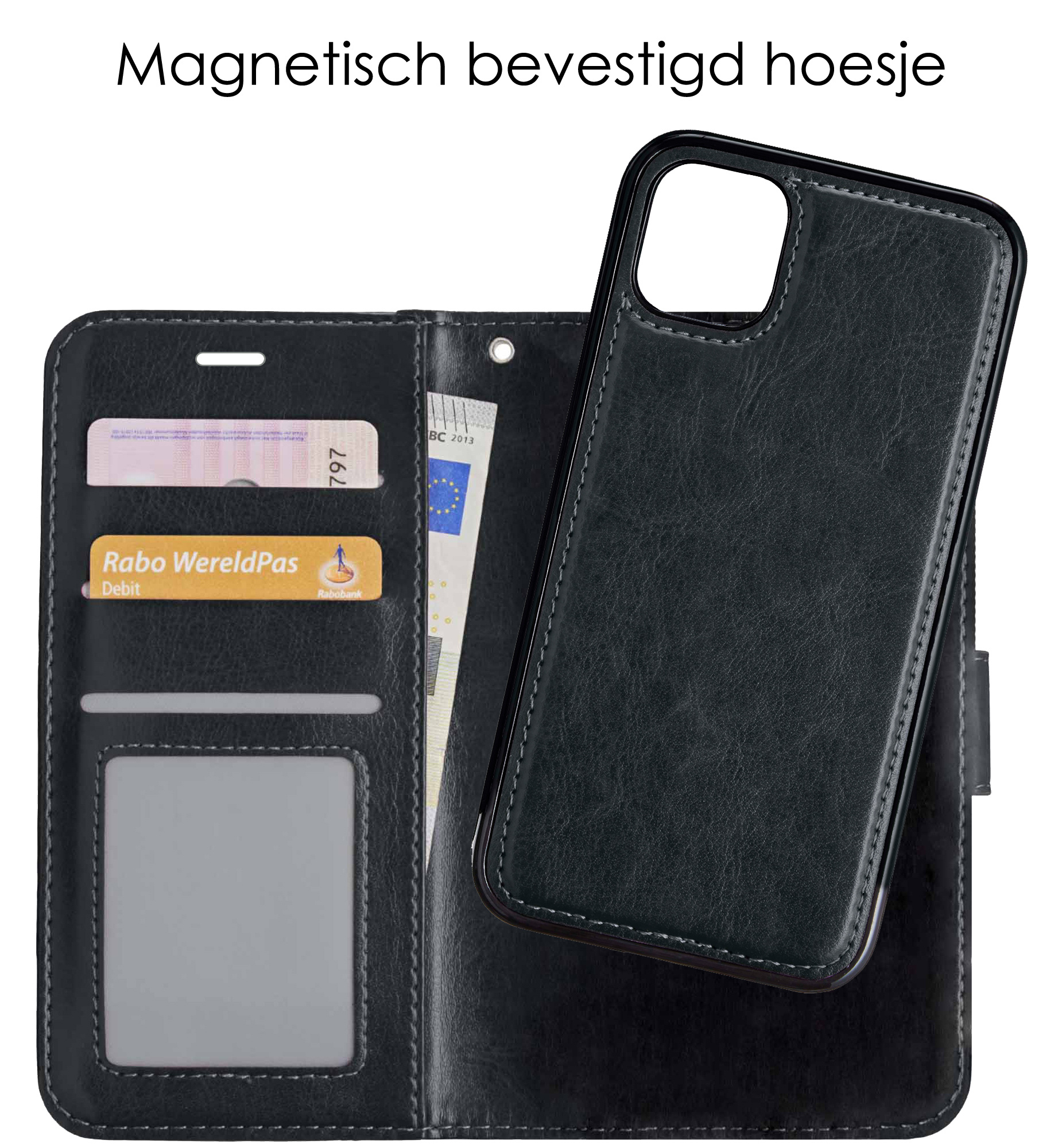 NoXx Hoes Geschikt voor iPhone 13 Mini Hoesje Bookcase Hoes 2-in-1 Uitneembaar Cover Hard Case - Zwart