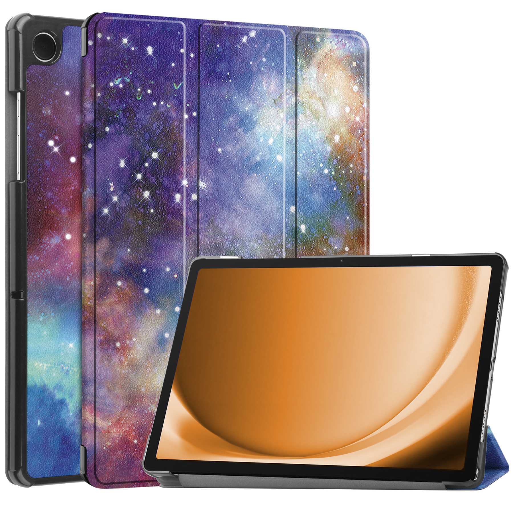 Nomfy Hoes Geschikt voor Samsung Galaxy Tab A9 Hoes Tri-fold Tablet Hoesje Case Met Screenprotector - Hoesje Geschikt voor Samsung Tab A9 Hoesje Hardcover Bookcase - Galaxy