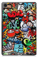 Nomfy Hoes Geschikt voor Samsung Galaxy Tab A9 Hoes Tri-fold Tablet Hoesje Case Met Screenprotector - Hoesje Geschikt voor Samsung Tab A9 Hoesje Hardcover Bookcase - Graffity