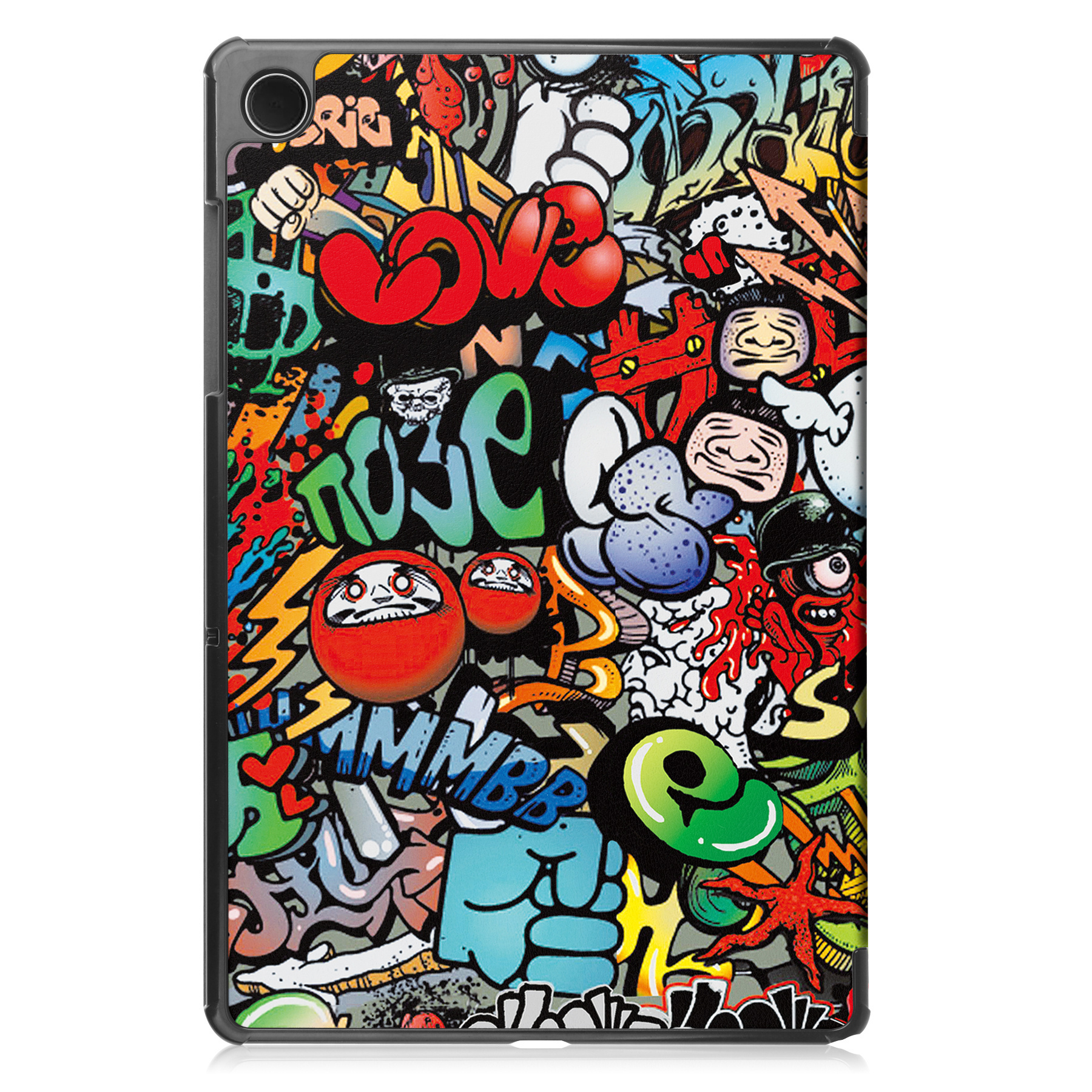 Nomfy Hoes Geschikt voor Samsung Galaxy Tab A9 Hoes Tri-fold Tablet Hoesje Case Met Screenprotector - Hoesje Geschikt voor Samsung Tab A9 Hoesje Hardcover Bookcase - Graffity