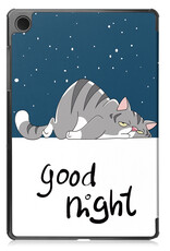 Nomfy Hoes Geschikt voor Samsung Galaxy Tab A9 Hoes Tri-fold Tablet Hoesje Case Met Screenprotector - Hoesje Geschikt voor Samsung Tab A9 Hoesje Hardcover Bookcase - Kat