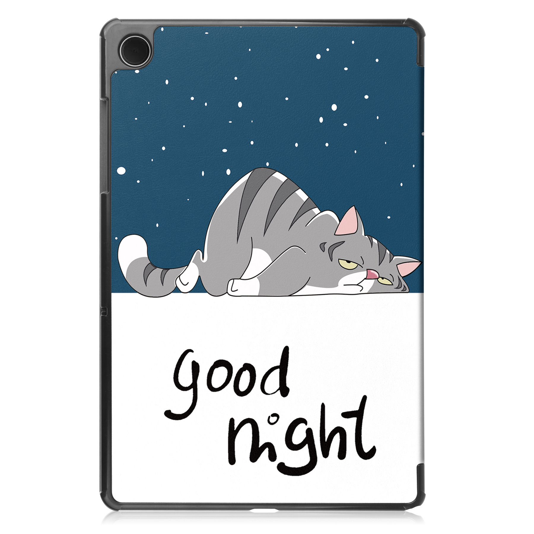Nomfy Hoes Geschikt voor Samsung Galaxy Tab A9 Hoes Tri-fold Tablet Hoesje Case Met Screenprotector - Hoesje Geschikt voor Samsung Tab A9 Hoesje Hardcover Bookcase - Kat