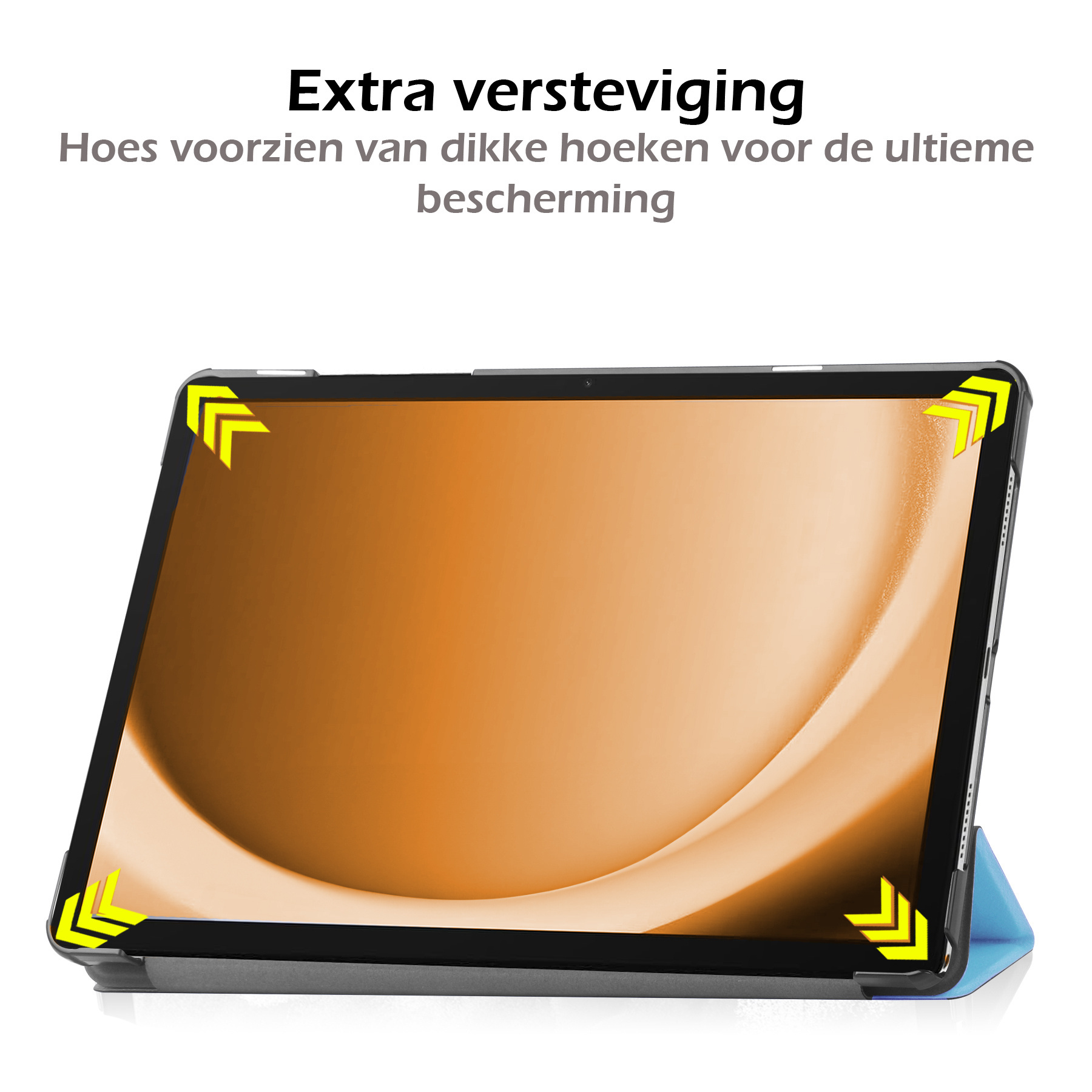 Nomfy Hoes Geschikt voor Samsung Galaxy Tab A9 Hoes Tri-fold Tablet Hoesje Case Met Screenprotector - Hoesje Geschikt voor Samsung Tab A9 Hoesje Hardcover Bookcase - Lichtblauw