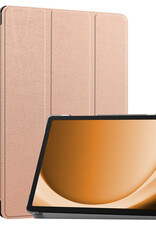 Nomfy Hoes Geschikt voor Samsung Galaxy Tab A9 Hoes Tri-fold Tablet Hoesje Case Met Screenprotector - Hoesje Geschikt voor Samsung Tab A9 Hoesje Hardcover Bookcase - Rosé goud