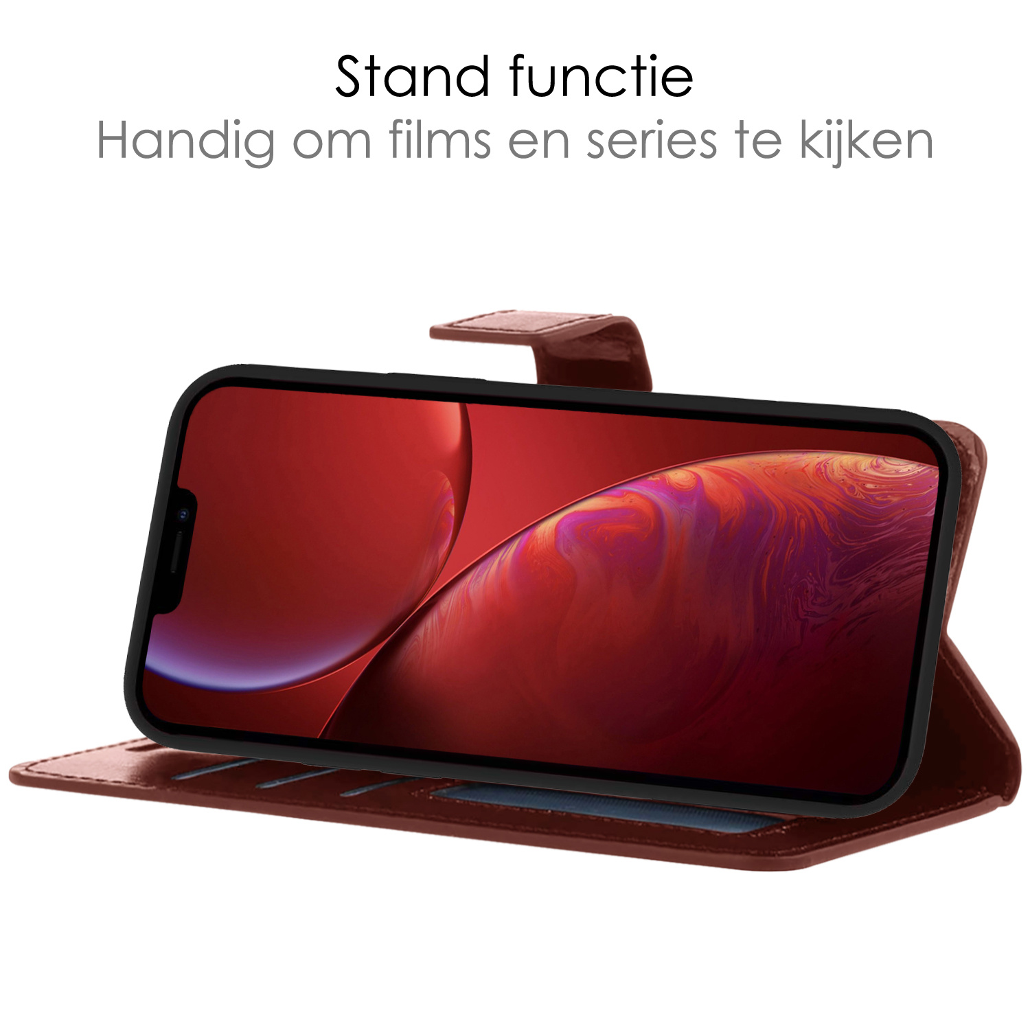 NoXx Hoes Geschikt voor iPhone 13 Mini Hoesje Bookcase Hoes 2-in-1 Uitneembaar Cover Hard Case - Bruin