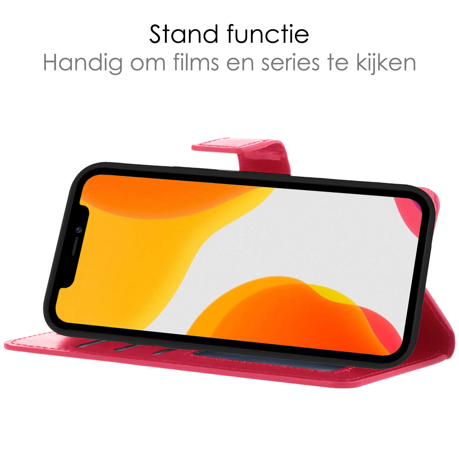 NoXx Hoes Geschikt voor iPhone XR Hoesje Bookcase Hoes 2-in-1 Uitneembaar Cover Hard Case - Donkerroze