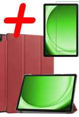 BASEY. Hoesje Geschikt voor Samsung Galaxy Tab A9 Hoes Case Tablet Hoesje Tri-fold Met Screenprotector - Hoes Geschikt voor Samsung Tab A9 Hoesje Hard Cover Bookcase Hoes - Donkerrood