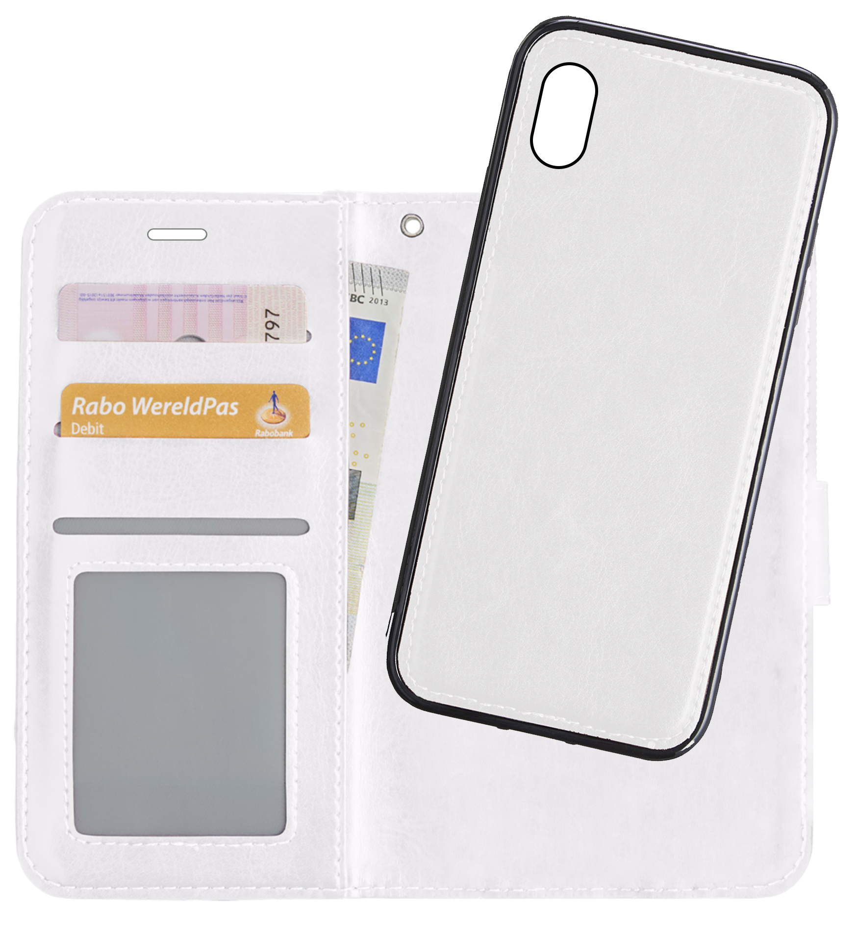 NoXx Hoes Geschikt voor iPhone XR Hoesje Bookcase Hoes 2-in-1 Uitneembaar Cover Hard Case - Wit