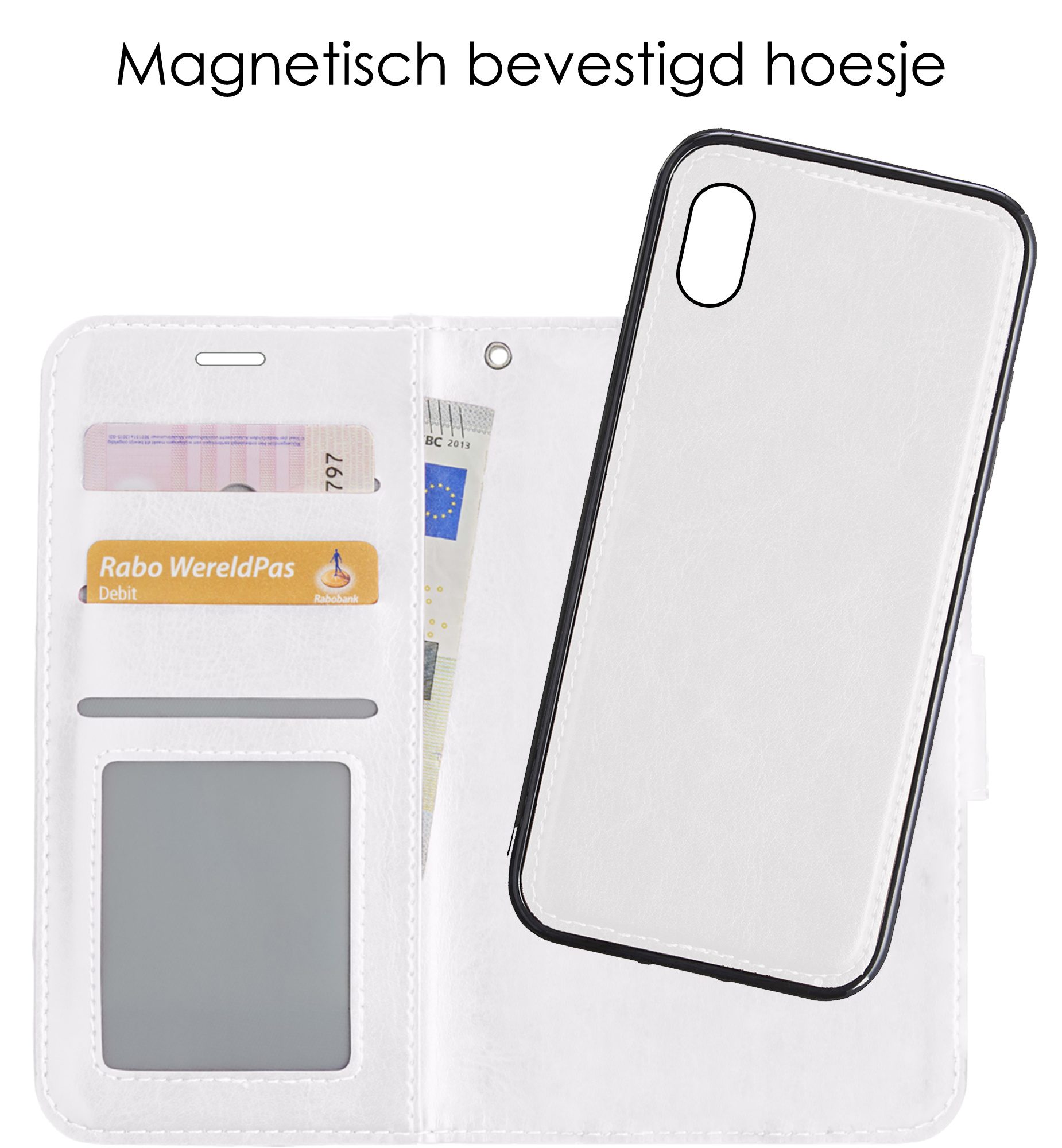 NoXx Hoes Geschikt voor iPhone XR Hoesje Bookcase Hoes 2-in-1 Uitneembaar Cover Hard Case - Wit