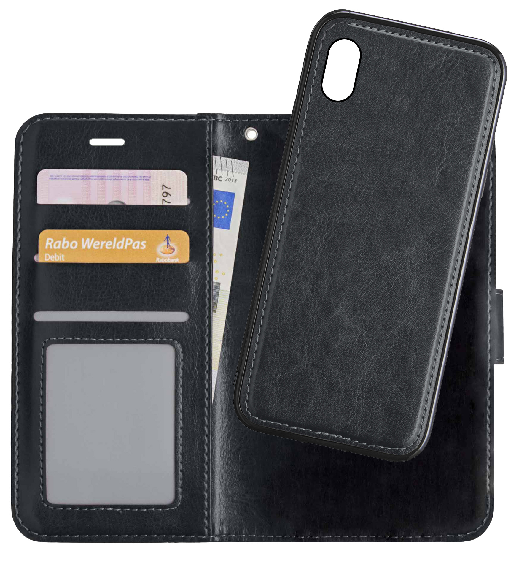 NoXx Hoes Geschikt voor iPhone XR Hoesje Bookcase Hoes 2-in-1 Uitneembaar Cover Hard Case - Zwart