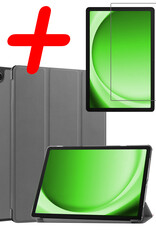 BASEY. Hoesje Geschikt voor Samsung Galaxy Tab A9 Hoes Case Tablet Hoesje Tri-fold Met Screenprotector - Hoes Geschikt voor Samsung Tab A9 Hoesje Hard Cover Bookcase Hoes - Grijs