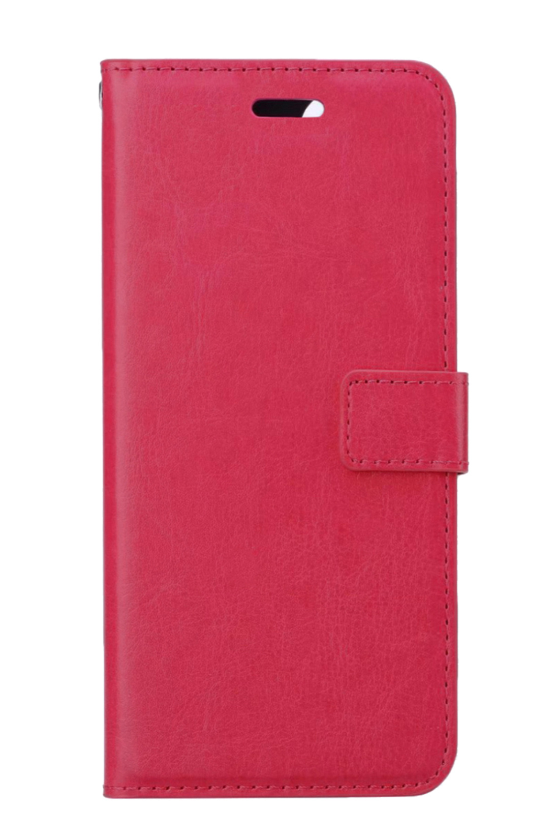 BASEY. Hoes Geschikt voor iPhone 13 Mini Hoesje Bookcase Hoes 2-in-1 Cover - Hoesje Geschikt voor iPhone 13 Mini Hoes 2-in-1 Hoesje Case - Donkerroze