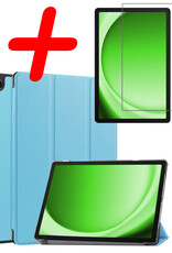 BASEY. Hoesje Geschikt voor Samsung Galaxy Tab A9 Hoes Case Tablet Hoesje Tri-fold Met Screenprotector - Hoes Geschikt voor Samsung Tab A9 Hoesje Hard Cover Bookcase Hoes - Lichtblauw