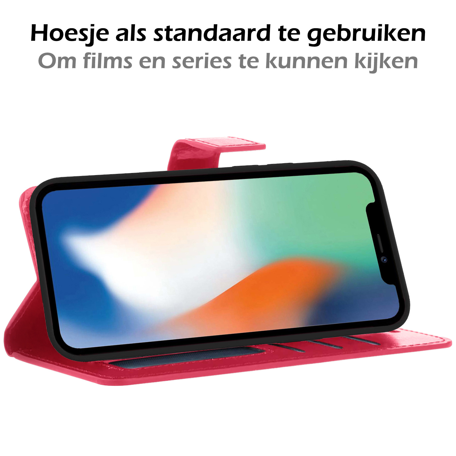 Nomfy Hoesje Geschikt voor iPhone XR Hoesje 2-in-1 Bookcase Hoes Case Uitneembaar - Hoes Geschikt voor iPhone XR Hoes Cover - Donkerroze