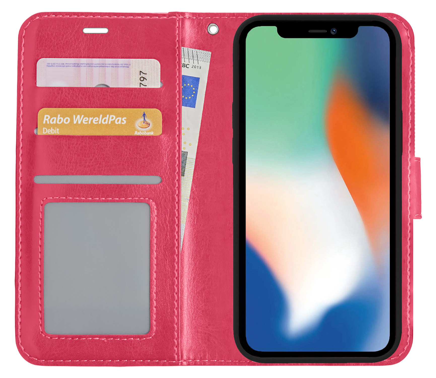 Nomfy Hoesje Geschikt voor iPhone XR Hoesje 2-in-1 Bookcase Hoes Case Uitneembaar - Hoes Geschikt voor iPhone XR Hoes Cover - Donkerroze